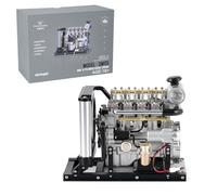 Mini L4 Engine Model Kits for Adults to Build, 1/10 DIY Metal OHV Inline Four-Cylinder Engine Model with Cooling System (Upgraded Version/300+PCS)