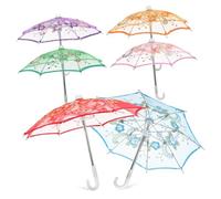 Mini Lace Decorative Umbrellas for Photo Props 6 Pcs | Vintage Look, Sheer Mesh Finish, Metal Frame, Plastic Handle, Bridal Shower Décor or Festivals