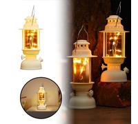 Mini Lamp Photo Props Small Nostalgic Light Battery Powered Old Fashioned Kerosene Lamp For Home Ornaments Star Light Projector Indoor (White, 6x13cm)