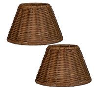 Mini lampshades Set of 2,Mini Rattan Woven Lamp Shade Set of 2,Rattan Small lampshade, Boho Replacement Clip-on Traditional Shades