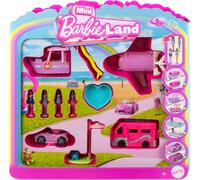 Mini land 4-Pack Doll & Toy Vehicle Set with 4 1.5-Inch Dolls & 4 Iconic Toy Veh