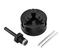 Mini Lathe Chuck Set, 3 Jaws Self-Centering Lathe Chucks, Z011 Extension Three Jaw Chucks and Connecting Rod Set, Electric Drill Chuck(Color:Black)