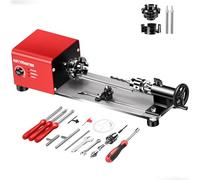 Mini Lathe, WM101A-Plus Mini Wood Lathe Machine, 24VDC 96W Power Lathe, Small Benchtop Lathe with Wood Turning Lathe Tools Kits, Infinitely Variable Speed, Professional for DIY Woodworking