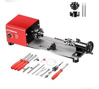 Mini Lathe, WM101A-Plus Mini Wood Lathe Machine, 24VDC 96W Power Lathe, Small Benchtop Lathe with Wood Turning Lathe Tools Kits, Infinitely Variable Speed, Professional for DIY Woodworking