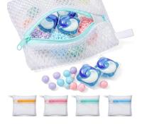 Mini Laundry Pods Bags, 4 PCS Small Laundry Wash Bag with Zipper, Mini Sturdy Storage Bag for Scent Beads Detergent Pacs for for Home Travel Deep Cleaning(12x13cm/4.7x5in)
