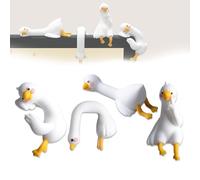 Mini Lazy Ducks Desk Ornaments, 4PCS Cute & Tiny Adorable Duck Figurine, Funny Computer Decor, Mini Desk Ornaments for Computer, Vehicle Screen Decoration