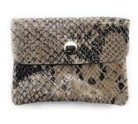 Mini Leather Wallet Made in Italy | Genuine Cowhide Leather | Compact 11 x 8.5 cm | 50 g Light | 3 Compartments | Press Stud | Women Men | Coin Compartment Note Compartment | Wallet, Snake look, S