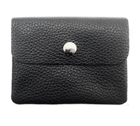 Mini Leather Wallet Made in Italy | Genuine Cowhide Leather | Compact 11 x 8.5 cm | 50 g Light | 3 Compartments | Press Stud | Women Men | Coin Compartment Note Compartment | Wallet, black, S