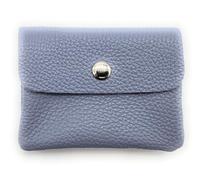 Mini Leather Wallet Made in Italy | Genuine Cowhide Leather | Compact 11 x 8.5 cm | 50 g Light | 3 Compartments | Press Stud | Women Men | Coin Compartment Note Compartment | Wallet, Lavender blue, S