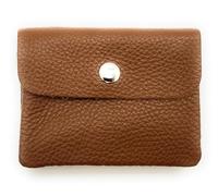 Mini Leather Wallet Made in Italy | Genuine Cowhide Leather | Compact 11 x 8.5 cm | 50 g Light | 3 Compartments | Press Stud | Women Men | Coin Compartment Note Compartment | Wallet, chestnut, S