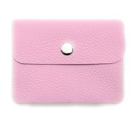 Mini Leather Wallet Made in Italy | Genuine Cowhide Leather | Compact 11 x 8.5 cm | 50 g Light | 3 Compartments | Press Stud | Women Men | Coin Compartment Note Compartment | Wallet, pink, S