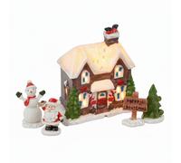 Mini LED Christmas Village Shops Winter Scene Light Up Festive Table Ornament Décor