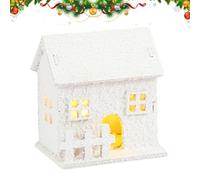 Mini LED Light Wooden House Christmas | Tiny Village House Decoration with Flashing Lights | DIY Arts and Crafts Project for the Family | Festive Christmas Accessories for the Home Table in D