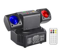 Mini LED Moving Head Effect Lights, Double Head, RGB Color 3535 Beads, 10W Strobe Beads, DMX512 Signal Control, Sound Activation