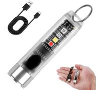 Mini LED Powerful Torch Super Bright 400LM Small LED Pocket Keychain Torch USB C Rechargeable IP65 Waterproof Sleeve Diagnostic Keyring Flashlight with 6 Light Mode & Magnet Base for Camping Emergency