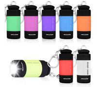 Mini LED Torch: 8 Pack Portable USB Rechargeable Small LED Flashlight, Mini Flashlight, Keyring Torches, Childrens Torches, Ideal for Camping Hiking Traveling Cycling Outdoors Party