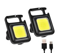 Mini LED Work Light, 2pcs 800 Lumen Inspection Lights Rechargeable Mini Keychain Workshop Lamp with Magnet Hook, COB 4 Modes Flashlights for Car Repair Workshop Emergency Use
