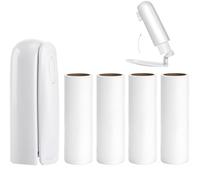 Mini Lint Roller with 150 Sheets, Travel Size Portable Lint Roller Compact Pet Hair Remover with 5 Refills, Sticky Dust Fuzz Fur for Travel Household (White)