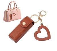 Mini Lipstick Case - Small Cosmetic Bag, Portable PU Leather Stylish Mini Small Lipstick Case With Love Pendant, Robust Travel Pouch, Enduring Vanity Accessory | exceptionalls Item For Lip Gloss, Perf
