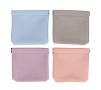 Mini Lipstick Storage Bag Set, Automatic Closure PU Leather Cosmetic Pouch for Makeup, Earphones and Small Items, Multi Color, 4 Pieces