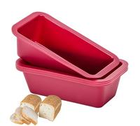 Mini Loaf Tins, 4 Pcs Silicone Loaf Tins, 15.5x8.5x4.5cm Rectangular Bread loaf Tin Non-Stick Baking Trays Bread Making Accessories Silicone Bread Mould for Baking Loaves Cakes(Red)