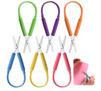 Mini Loop Scissors 6Packs Cute Self-Opening Handle Safety Scissor for Kids 14cm Adaptive Design Right and Left Handed Easy Grip for Toddlers Children Back to Schools Special Need Daily DIY Crafts