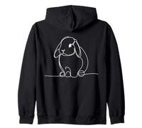 Mini Lop Line Art Rabbit Lover Zip Hoodie