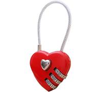 Mini Love Heart Lock,Red Heart Padlock, Mini Code Lock, Wire Rope 3-Digit Code Combination Padlock for Travel Bags/Suitcase/Lockers/Backpacks/Jewelry Boxes，Padlocks and Hasps