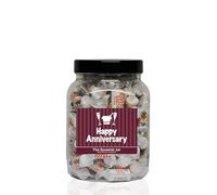 MINI LOVE HEARTS 1.2kg MEDIUM Sweet Jar - A Personalised Gift Jar filled with your favourite Retro Sweets! (Happy Anniversary)