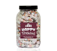 MINI LOVE HEARTS 1.6kg LARGE Sweet Jar - A Personalised Gift Jar filled with your favourite Retro Sweets! (Happy Birthday)