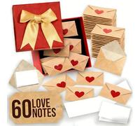 Mini Love Notes with Envelopes, DIY Love Notes Box with 30/60 Blank Cards, Cute Little Love Letters Set for Valentine’s Day, Anniversaries, Birthdays, Gifts for Him & Her (60pcs)