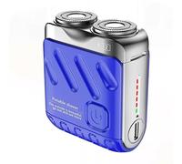 Mini Luggage Electric Razor R-12 for Men, Premium Double Head Beard Shaver, Portable Cordless Shaver with Type-C Fast Charging, IWaterproof Magnetic Shaving Head for Home & Travel (Blue)