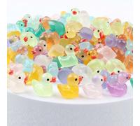 Mini Luminous Duck Sculpture,Mini Resin Duck,Tiny Ducks Miniature Ornament Ducks,Realistic Shape Tiny Ducks,Colorful Tiny Ducks Glow Small Ducks Miniature Figures (50 PCS)
