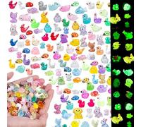 Mini Luminous Resin Animals, 100 Pcs Resin Animals Figures Miniature Animal Figurines Miniature DIY Craft Figure Mini Figures Set for Garden Ornaments Aquarium Fish Tank Decor Fairy Garden Supplies
