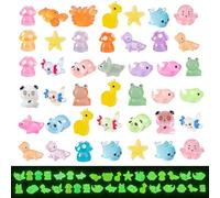 Mini Luminous Resin Animals 120pcs, 60 Styles Tiny Little Small Animal Figures Ornaments Decorations for DIY Micro Landscape Fairy Garden Aquarium Miniature Dollhouse Accessories Dollhouse Decor