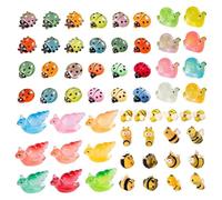 Mini Luminous Resin Animals Insect, Mini Ladybug Ornament, Tiny Cartoon Bee Decoration, Colors Miniature Smiling Snail Ornament, for Dollhouse DIY Fairy Garden Landscape Decor