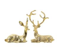Mini Luxury Deer Figurines, Nordic Style & Mini Couple Elk Design, Perfect for Living Room, TV Stand, Wine Cabinet & Entryway Decoration, Luxury Deer Figurines, Couple Elk Set
