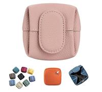 Mini Lychee Coin Purse, Mini Lychee Pattern Coin Purse - Small Top Grain Leather Wallet Pouch Keys, Women Casual Solid Color Change Pouchs (Pink)