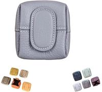 Mini Lychee Pattern Coin Purse, Small Top Grain Leather Wallet Wallet Pouch Keys,Solid Portable Bag ,Change Pouch for Women for Daily Use Daily Carry or Travel,Pastel Blue