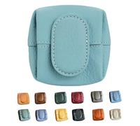 Mini Lychee Pattern Coin Purse, Small Top Grain Leather Wallet Wallet Pouch Keys,Solid Portable Bag ,Change Pouch for Women for Daily Use Daily Carry or Travel,Flax Blue