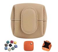 Mini Lychee Pattern Coin Purse, Small Top Grain Leather Wallet, Women Casual Solid Color Change Pouch with Key Buckle (Coffee)