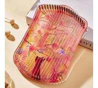 Mini Lyre Harp with Cat Pattern, Solid Wood Mahogany Lyre Instrument, Finger Picking String Instrument, Metal Strings, Acrylic Thumb Piano with Tuning Key, for Children, Adults, Beginners