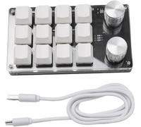 Mini Macro Programmable Keyboard, 12 Keys Gaming keyboard, with2 Knobs,One Handed macro Mechanical keyboard, Compatible for Windows,Mac OS, Bluetooth macro Keypad Suitable for Office (White)
