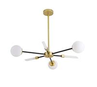 Mini Magic Bean Chandeliers Semiflush Acrylic Frosted Glass Pendant Light for Kitchen Island Bar Living Room Hanging Light Fixture-Gold and Black 6-Light