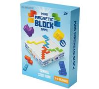 Mini Magnetic Block Game Tabletop Travel Game for Kids Compact Multi-coloured Puzzle Toy for 1-4 Players Magnetic Pieces and Board Entertaining Family Game for Electoys