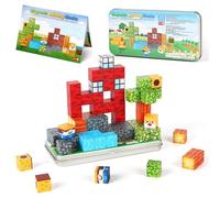 Mini Magnetic Blocks for Travel, 35PCS Portable Stem Toys with Iron Case Magnetic Building Set for Toddlers Educational Toys for Airplane Travel Magnet Cubes with Storage Box for Kids