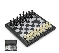 Mini Magnetic Chess Set with Folding Board, Portable Chess Board, Educational Strategy Board Game Chess Set, Mini Chess Set for Family Activities & Learning (Black & White Pieces)