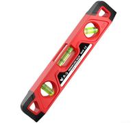 Mini Magnetic for Torpedo Level with 3 Vials for Accurate Leveling, 0°/45°/90° Multi-Angle Measurement, for Durable ABS Rubber Body, Red