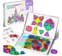 Mini Magnetic tiles, 40-piece Travel Mini Magnet Blocks Set, Magnet Building Tiles Travel Toy for Age 3+ Boys Girls, On-the-go Play - STEM Montessori Magnetic Toys