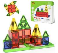MINI Magnetic Tiles Travel Set 26pc Portable Mini Magnetic Building Blocks STEM Montessori Toy with Iron Carry Case Gift for Kids 3+ Years On-the-Go Creative Construction Toy